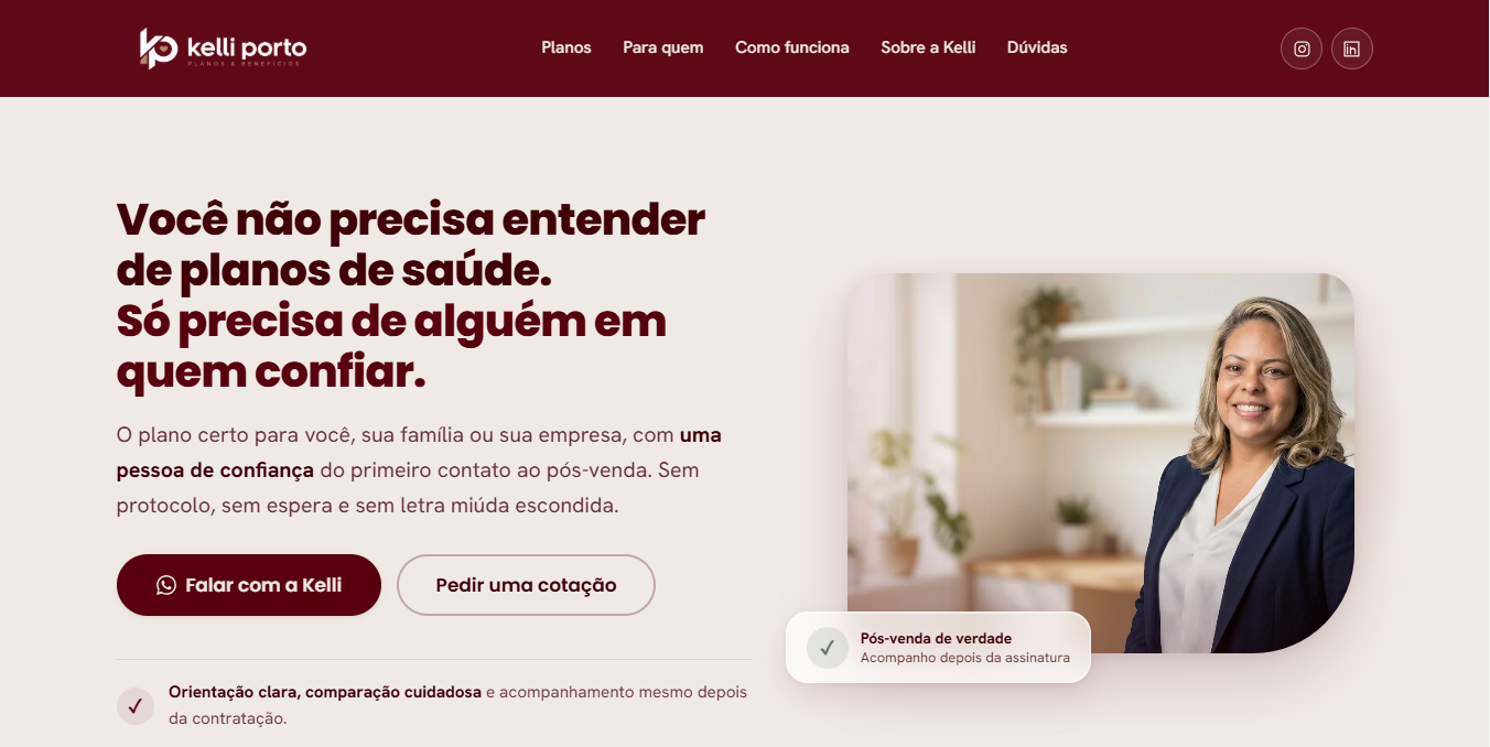 Preview do projeto Kelli Porto Planos & Benefícios